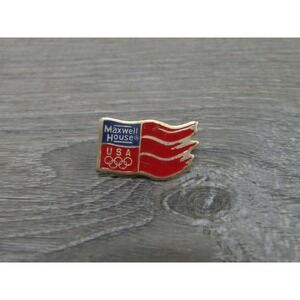 Vintage Maxwell House USA Olympic Rings Flag Advertising Pin USOC 86 Coffee Tea